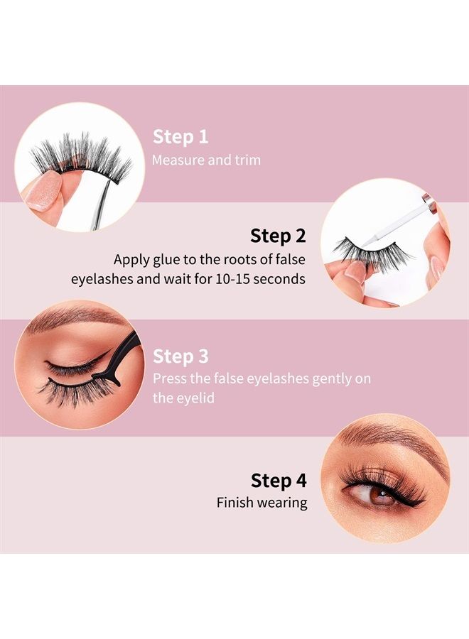 False Eyelashes -10 Pairs 6D Faux Lashes Pack - Reusable Self Adhesive Eyelashes Lashes Natural Look Mink Fake Eyelashes Wispy Fluffy Cat Eye Lashes Soft Extension