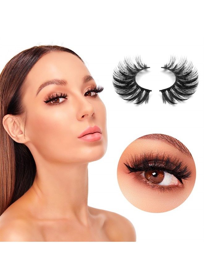 False Eyelashes -10 Pairs 6D Faux Lashes Pack - Reusable Self Adhesive Eyelashes Lashes Natural Look Mink Fake Eyelashes Wispy Fluffy Cat Eye Lashes Soft Extension