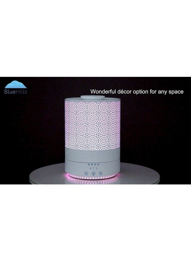2500 ML XL Essential Oil Diffuser Aroma Humidifier with Timer for Large Home Decor Baby Rooms Big Huge 2.5 L Capacity Long Run Color Changing Lights Decorative Design High Mist White- F002