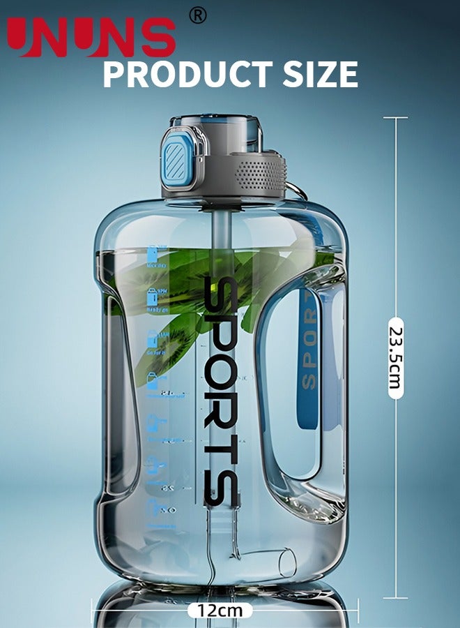 Water Bottle With Time Marker,2.5L Water Bottle With Straw And One-Touch Cap,Reusable Water Bottles With Handle And Bottle Brush ,Eco-Friendly Leak-Proof