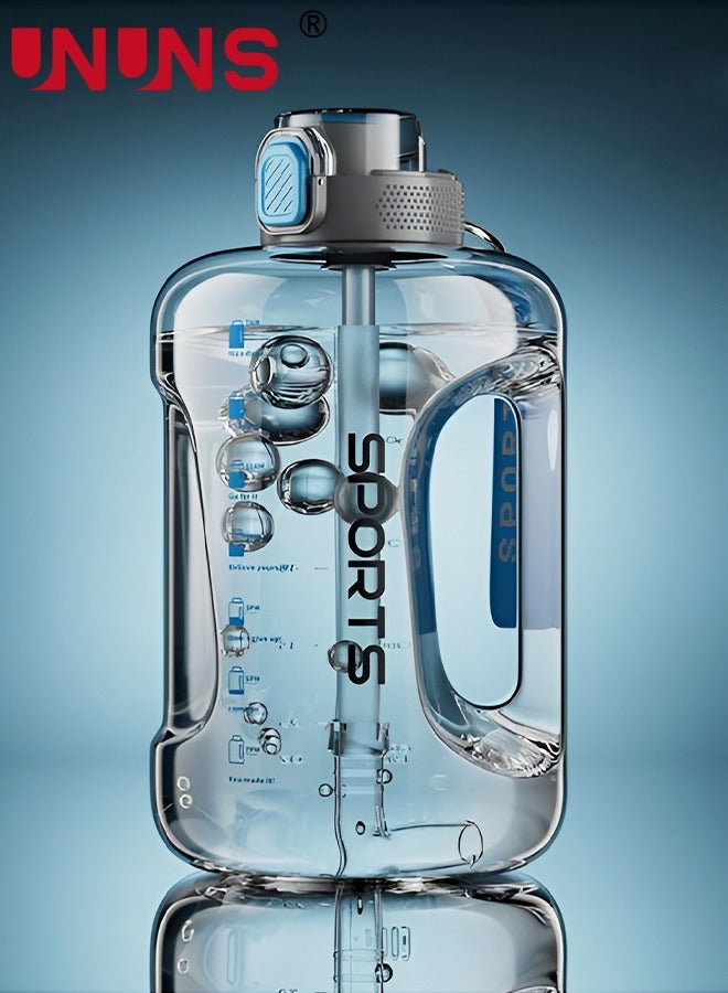 Water Bottle With Time Marker,2.5L Water Bottle With Straw And One-Touch Cap,Reusable Water Bottles With Handle And Bottle Brush ,Eco-Friendly Leak-Proof