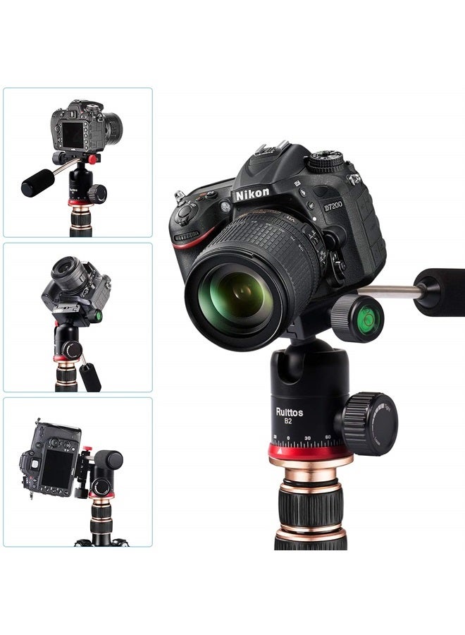 Tripod Ball Head, Ruittos Pan Head Camera Mount with Quick Release Shoe Plate and Handle, 360 Panoramic Ballhead for DSLR/SLR Camera Smart Phone
