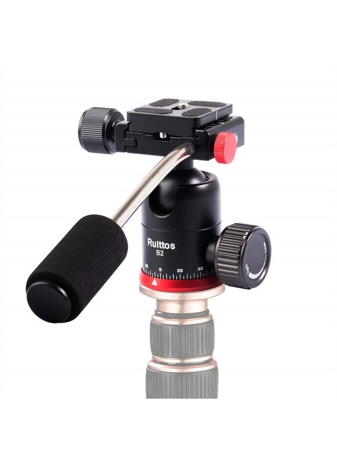 Tripod Ball Head, Ruittos Pan Head Camera Mount with Quick Release Shoe Plate and Handle, 360 Panoramic Ballhead for DSLR/SLR Camera Smart Phone
