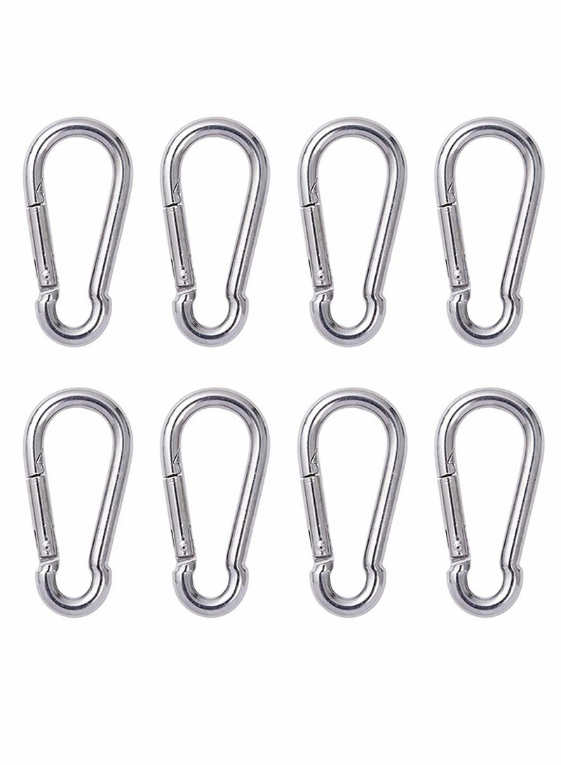 Carabiner Clip Steel Snap Hook - Heavy Duty Quick Link Keychain, Metal Snap Hook for Dog Leash, Outdoor Camping, Swing, Hammock, Hiking, Rope Connected (M6, 60mm, can Hold 300lbs) 8 Pcs