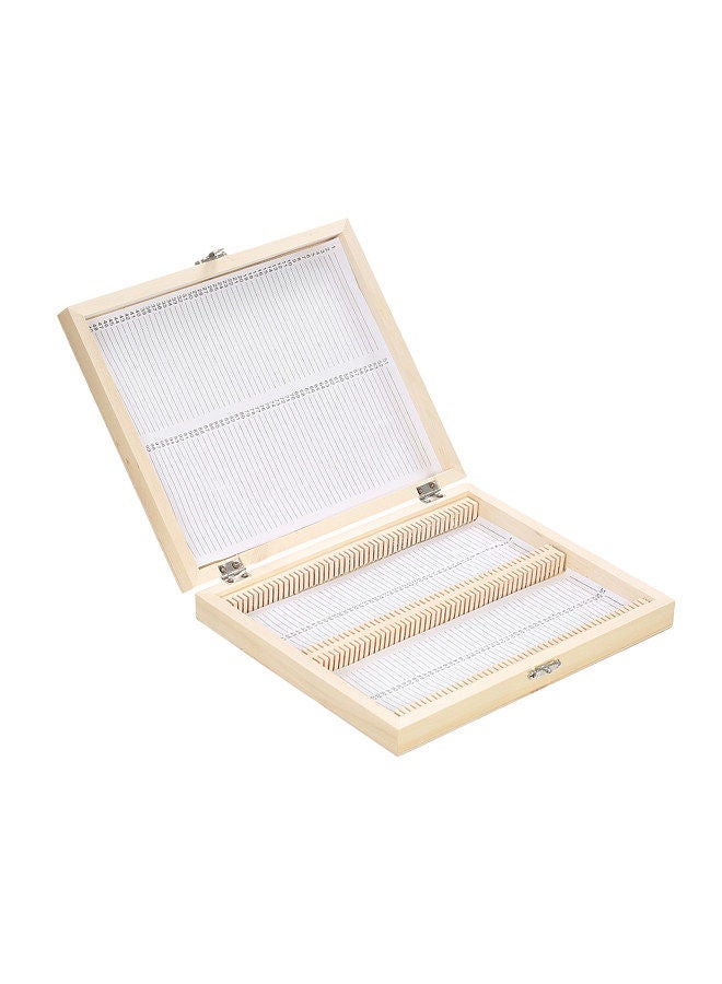 100-Places Wooden Slide Storage Box with Numbered Slots Contents Sheet for Prepared Microscope Slides