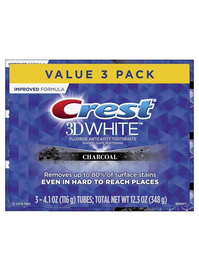 Rest 3D White Charcoal Whitening Toothpaste 4.1 Oz 3 Count