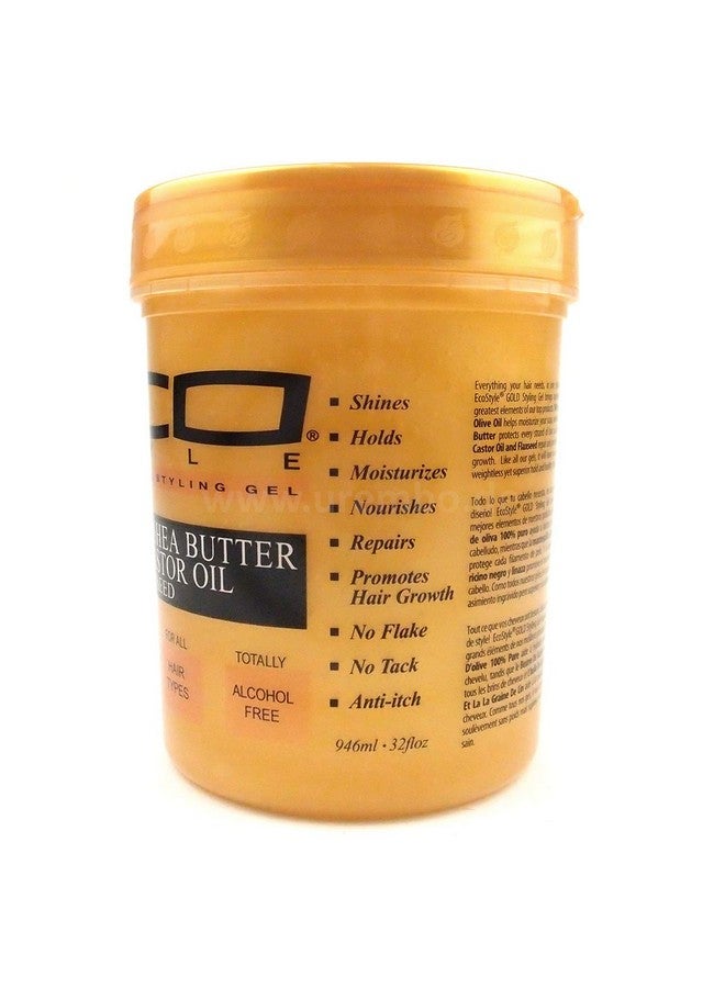 Eco Style Gel Olive Oil And Shea Butter Black Castor Oil And Flaxseed Superior Hold And Healthy Shine Helps Moisturize Scalp Repairs Damaged Follicles Promotes Hair Growth 32 Oz