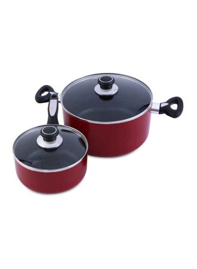 10-Piece Aluminium Cookware Set Red/Black