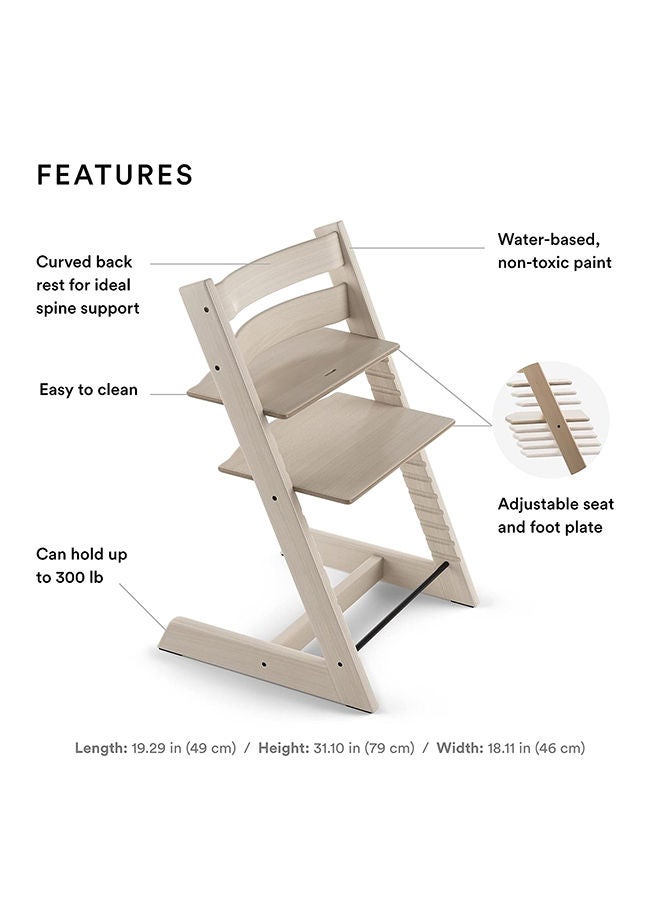 Tripp Trapp Chair + Tripp Trapp Newborn Set ( Grey ) Cozy, Safe And Simple To Usebaby Chair For Newborns Up To 20 Lbs /9 Kg White Wash