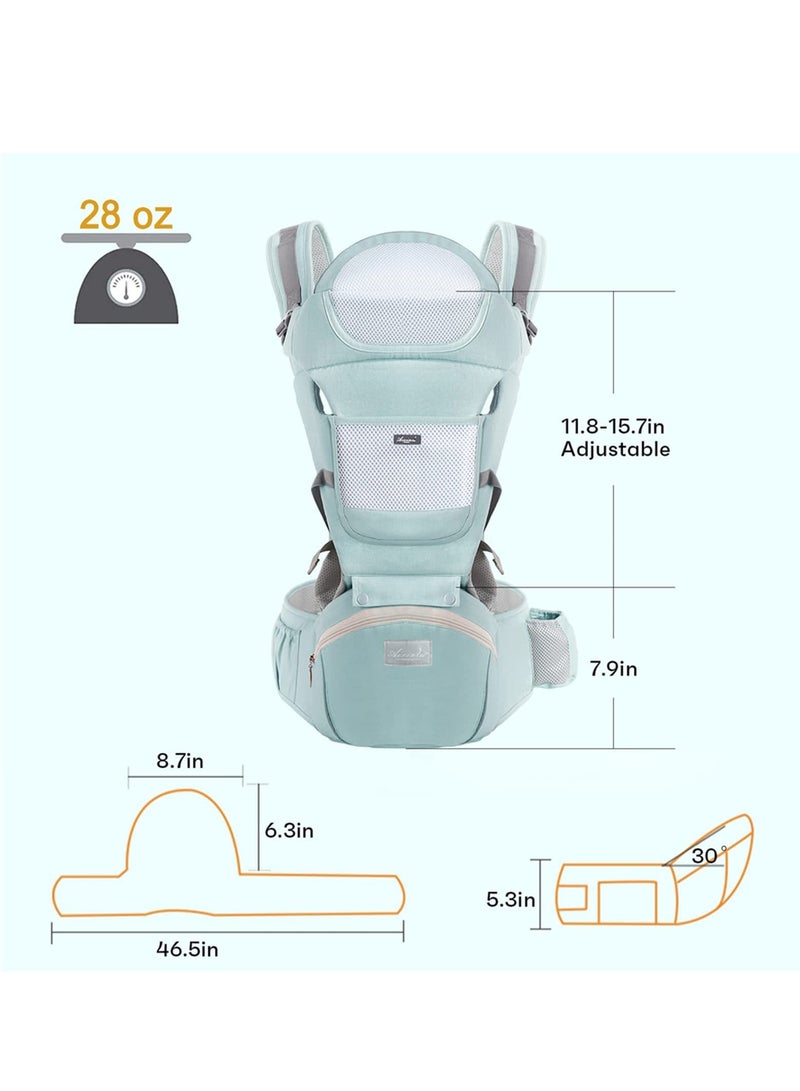 COOLBABY Baby Carrier Ergonomic Baby Carrier with Hip Seat Lumbar Front and Back Backpack Carry Stand for Newborn Babies and Toddlers