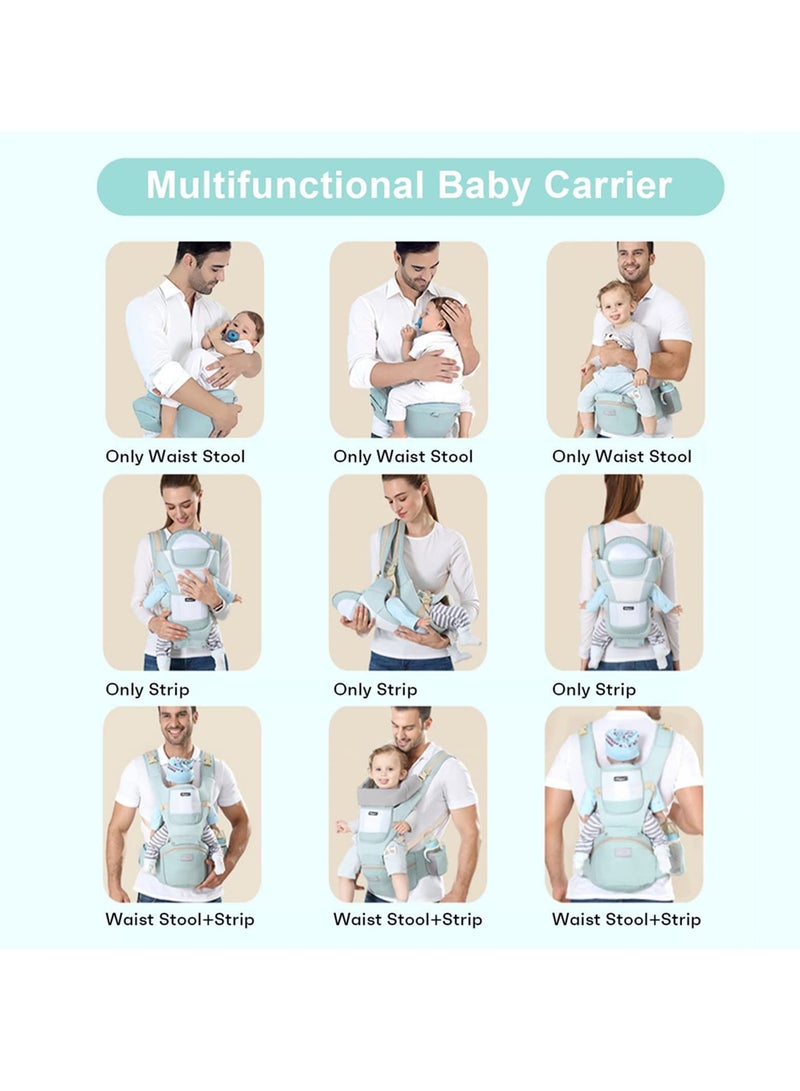 COOLBABY Baby Carrier Ergonomic Baby Carrier with Hip Seat Lumbar Front and Back Backpack Carry Stand for Newborn Babies and Toddlers