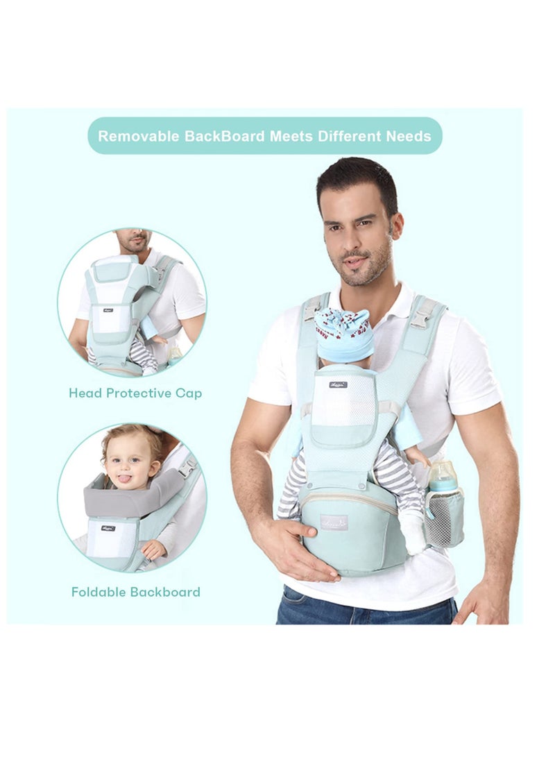 COOLBABY Baby Carrier Ergonomic Baby Carrier with Hip Seat Lumbar Front and Back Backpack Carry Stand for Newborn Babies and Toddlers