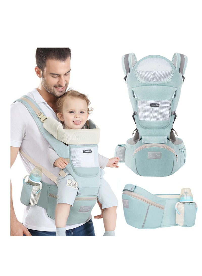 COOLBABY Baby Carrier Ergonomic Baby Carrier with Hip Seat Lumbar Front and Back Backpack Carry Stand for Newborn Babies and Toddlers