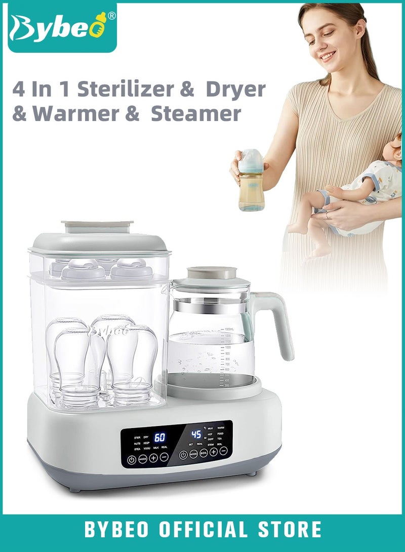 4-In-1 Multifunctional Baby Bottle Sterilizer, Dryer, Warmer And Steamer, 72H Keep Warm With Smart Temperature Control, Auto Shut-Off, BPA Free