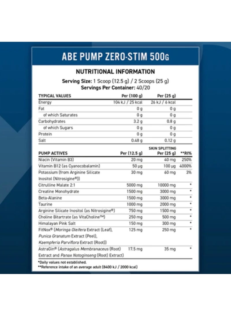 Abe Pump Stim Free Red Hawaiian 500 Gm 40 Servings