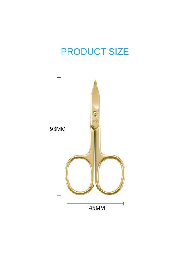 Sharp Curved Nail Cuticle Scissors Premium Stainless Steel Blade For Manicure Pedicure Fingernail Toenail Beauty Grooming Cutter With Case 35” Gold