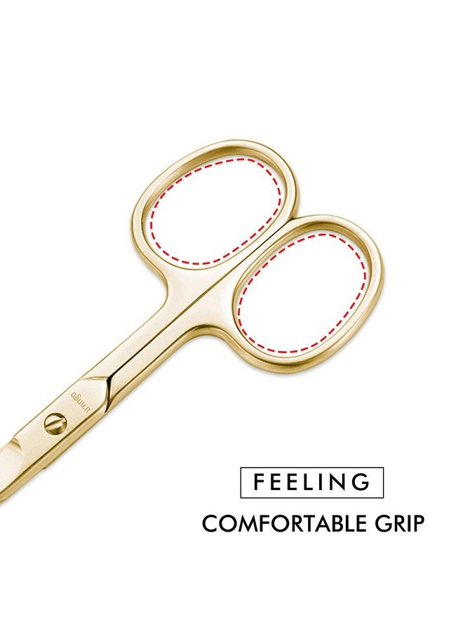 Sharp Curved Nail Cuticle Scissors Premium Stainless Steel Blade For Manicure Pedicure Fingernail Toenail Beauty Grooming Cutter With Case 35” Gold
