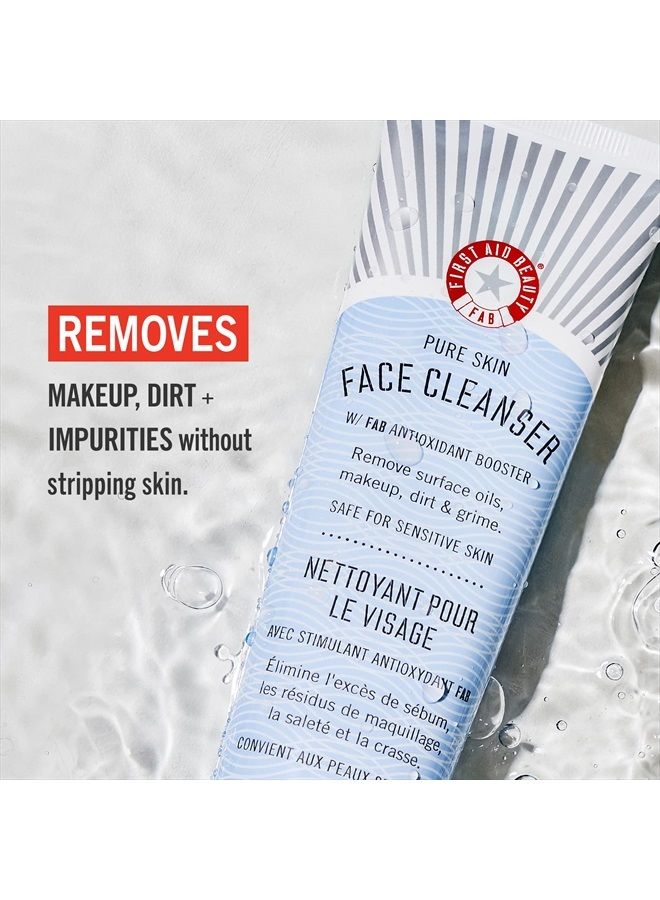 Pure Skin Face Cleanser, Sensitive Skin Cream Cleanser with Antioxidant Booster, Travel Size, 2 oz