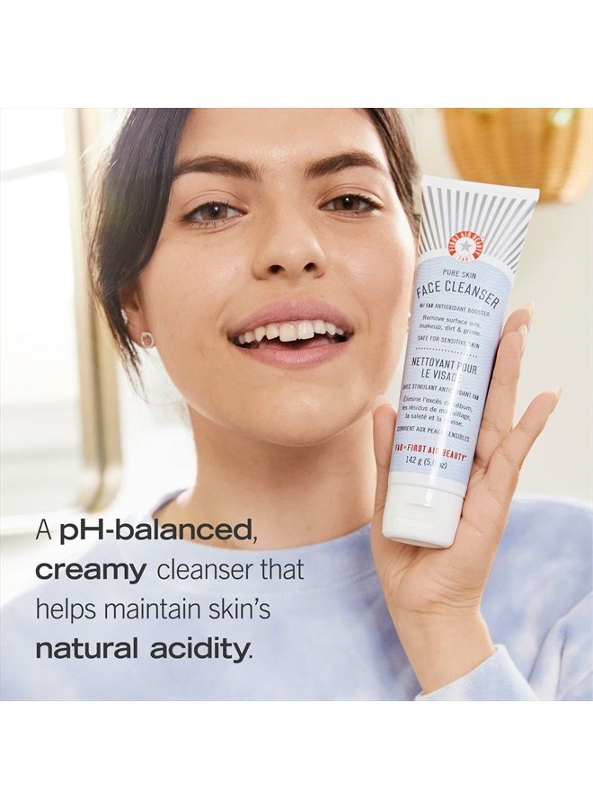 Pure Skin Face Cleanser, Sensitive Skin Cream Cleanser with Antioxidant Booster, Travel Size, 2 oz