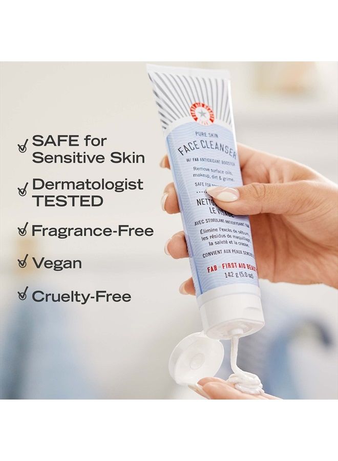 Pure Skin Face Cleanser, Sensitive Skin Cream Cleanser with Antioxidant Booster, Travel Size, 2 oz