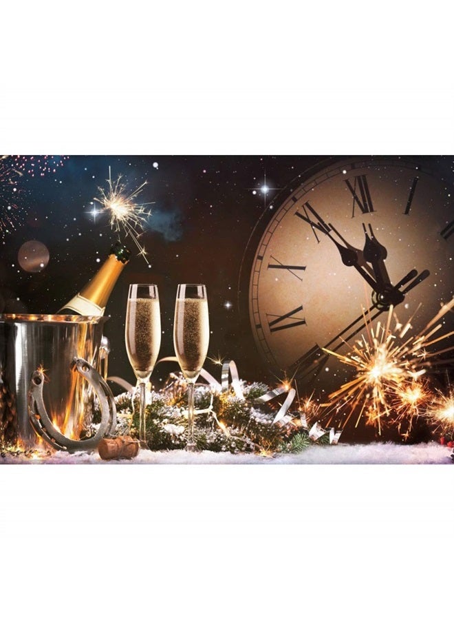 7x5ft 2023 New Year Eve Dinner Table Decor Backdrop Celebration Luck Clevis Holiday Party Photography Background Champagne Glass Goblet Business Event Evening Reception Festival Photo Props