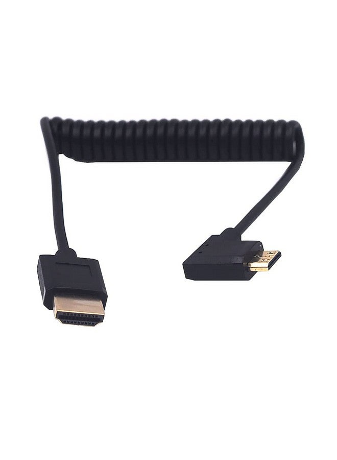 4Ft Hdmi 4K Coiled Cable 90 Degree Right Angle Mini Hdmi Male To Hdmi Male Adapter Spiral Cable Hd Hdmi 2.0 Version High Speed Spring Cord 4K @60Hz (Right Mini Hdmi To Hdmi)