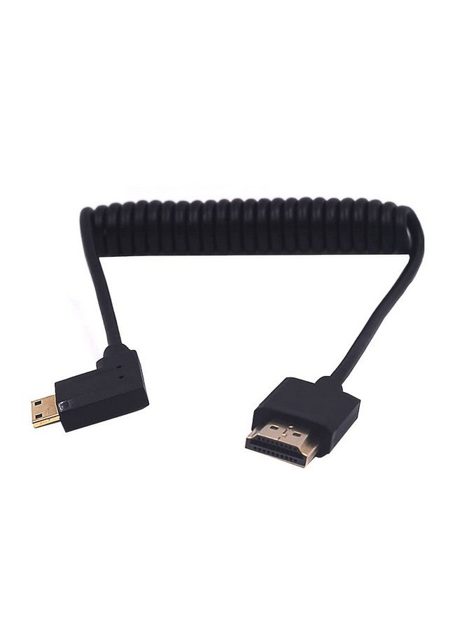 4Ft Hdmi 4K Coiled Cable 90 Degree Right Angle Mini Hdmi Male To Hdmi Male Adapter Spiral Cable Hd Hdmi 2.0 Version High Speed Spring Cord 4K @60Hz (Right Mini Hdmi To Hdmi)