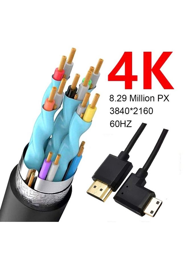 4Ft Hdmi 4K Coiled Cable 90 Degree Right Angle Mini Hdmi Male To Hdmi Male Adapter Spiral Cable Hd Hdmi 2.0 Version High Speed Spring Cord 4K @60Hz (Right Mini Hdmi To Hdmi)