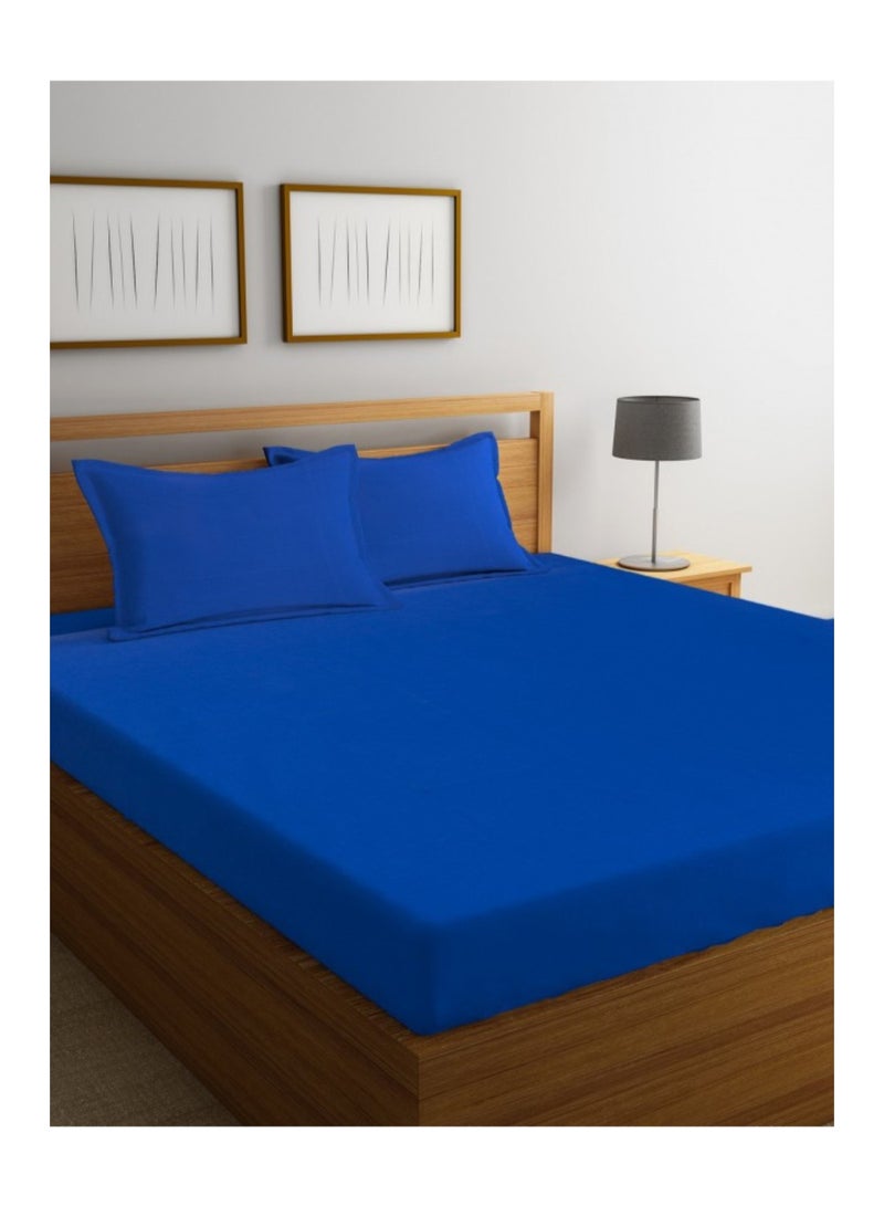 Percale Fitted Sheet with Pillow Case Cotton Seaport King