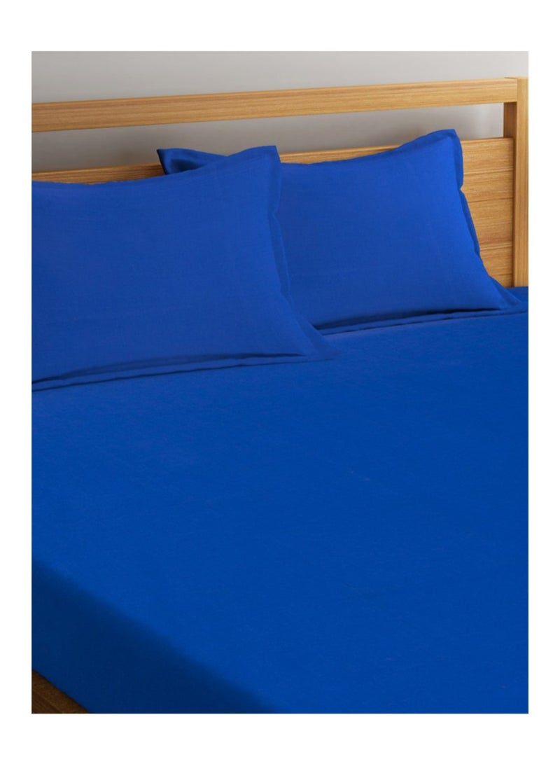 Percale Fitted Sheet with Pillow Case Cotton Seaport King