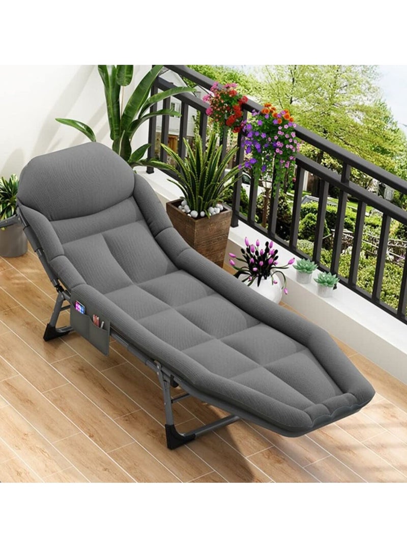 Lounge Chair Folding Cot, Portable Folding Camping Cot Bed, Sleeping Cot for Beach Lawn Camping Pool Sunbathing Chairs,