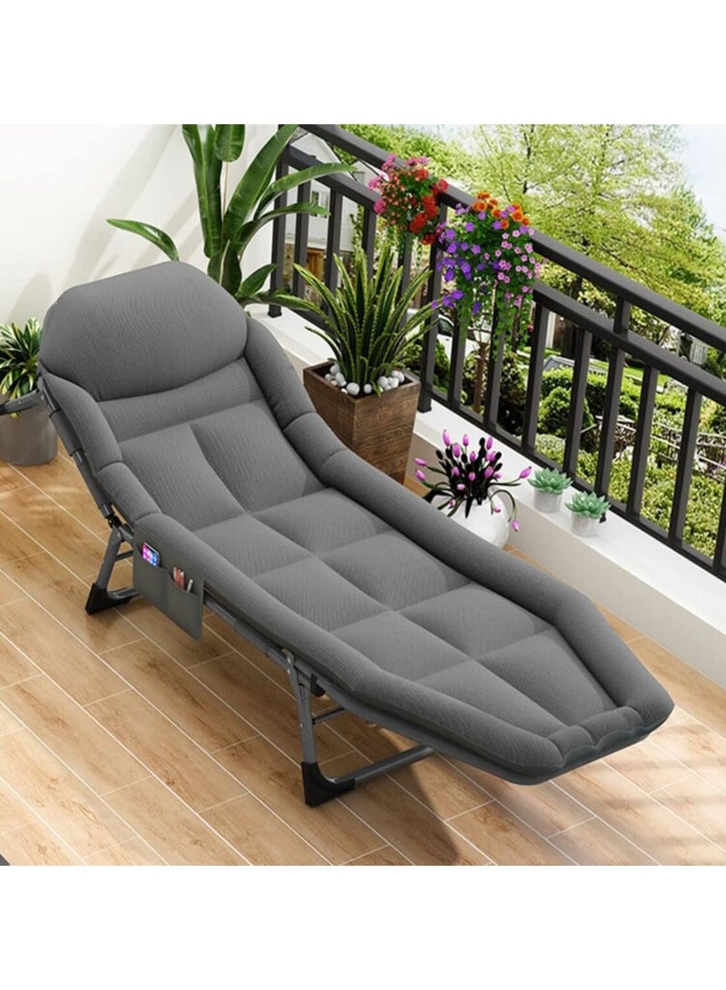 Folding bed simple camping leisure outdoor chair with pillow Comfortable and lightweight lounge chair for indoor and outdoor use naps overtime for disaster prevention Easy to assemble