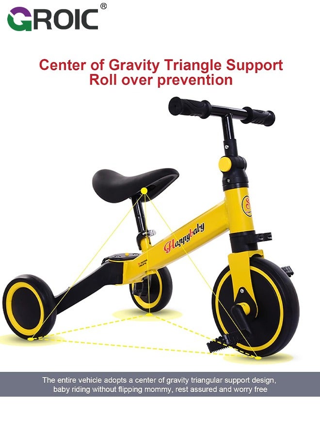 3 in 1 Toddler Bike for Kids, Toddler Tricycle Kids Trikes Tricycle, Balance Training, Removable Pedals,Children's Balance Bike Tricycle