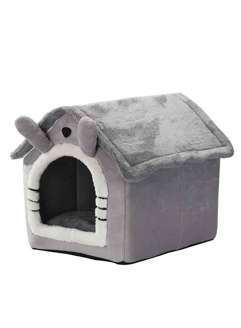 Fluffy Cat House Dog Bed, Cat Cave Nest Soft Warm Puppy Tent with Removable Washable Cushion Cute Pet House for Cat and Dog (L)