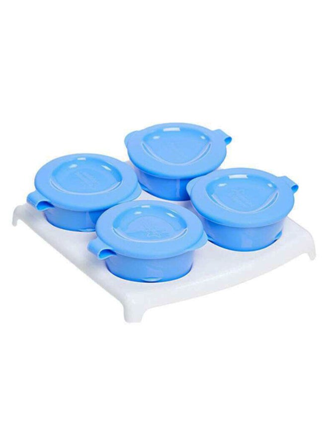 Pop Up Freezer Pot With Tray, Pack Of 4 - Blue/White