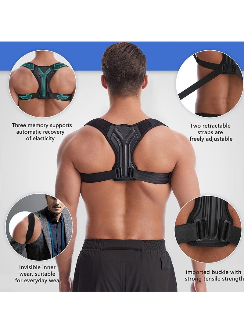 Back Correction Strap, Adjustable Posture Corrector Spine Straightener for Relief of Neck Shoulder Pain Develop Good Seated Standing for Men Women Elderly Teens (1PCS Black, M)