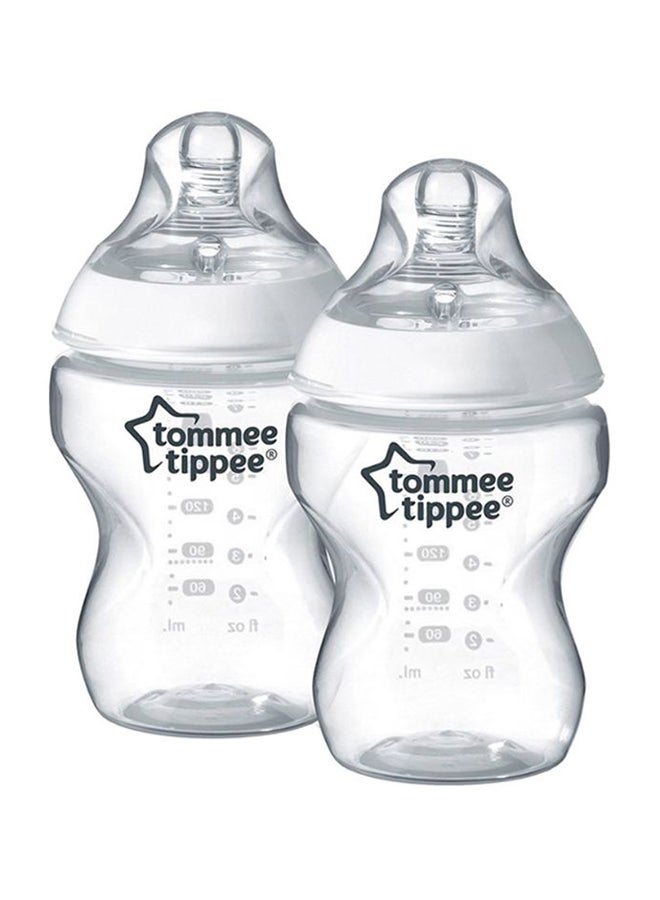 Pack Of 2 Closer To Nature Baby Feeding Bottle Set, 260ml - Clear/White