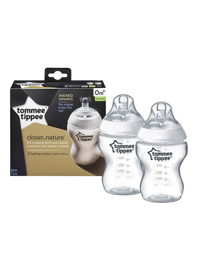 Pack Of 2 Closer To Nature Baby Feeding Bottle Set, 260ml - Clear/White