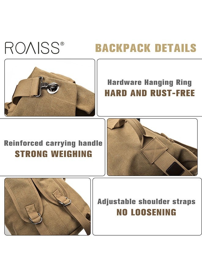 Wear-Resistant Canvas Large-Capacity Outdoor Mountaineering Backpack Multi-Pocket Travel Sports Backpack