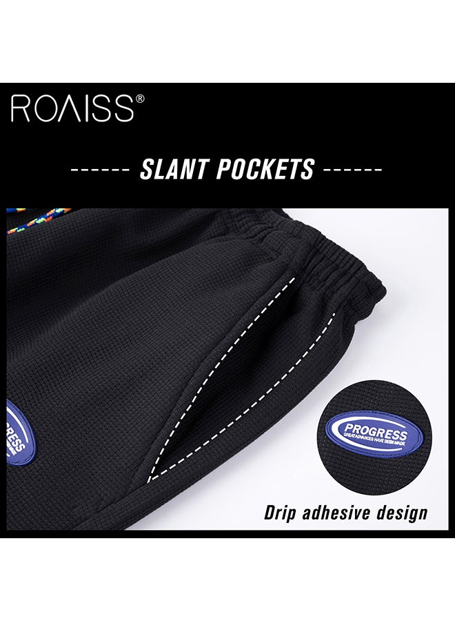 Straight Pants Mens Casual Sweatpants Elastic Waist Sports Pants Waffle Jogging Pants Men Sportswear Joggers Pants Streetwear