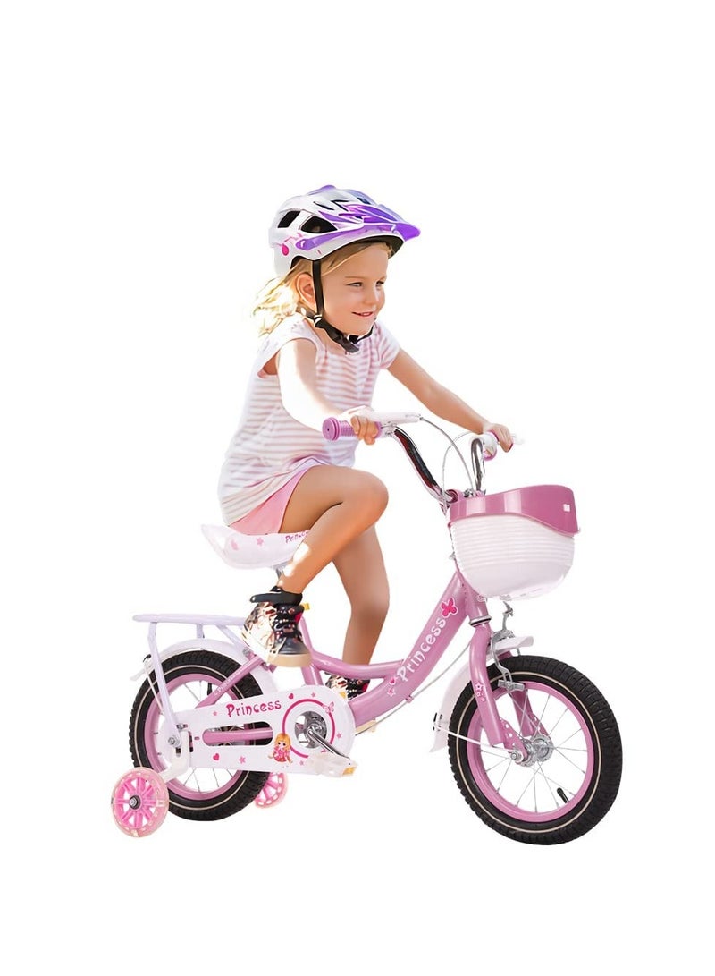 COOLBABY Kids Bike with Hand Brake and Basket for Ages 3-8 Years 16 Inch Princess Bikes Bicycles With Backseat