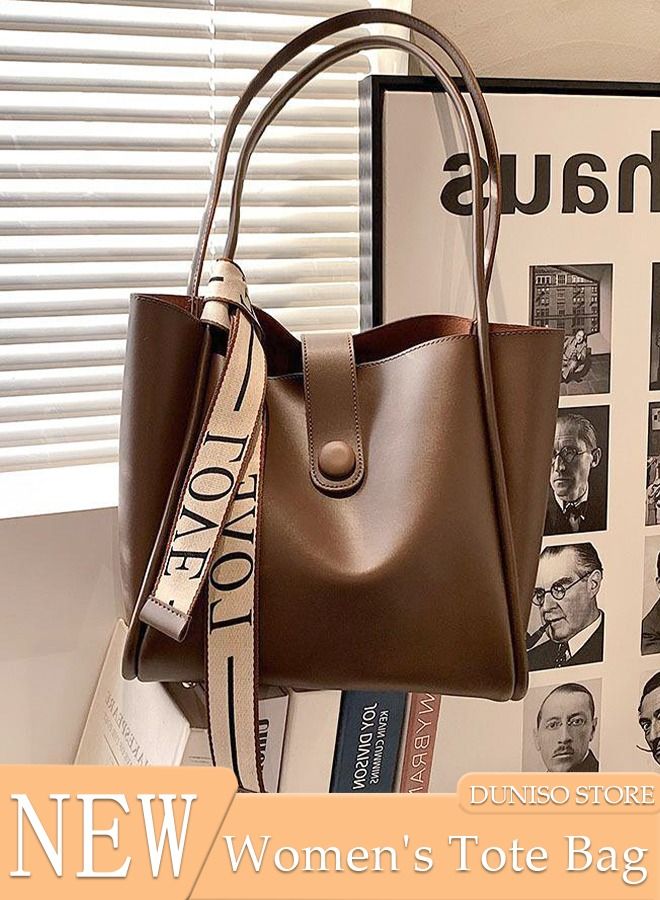 Women's Shoulder Tote Bag Leather Handbag For Women Retro Large Capacity Messenger Fashionable Travel Hand Bag（Brown）