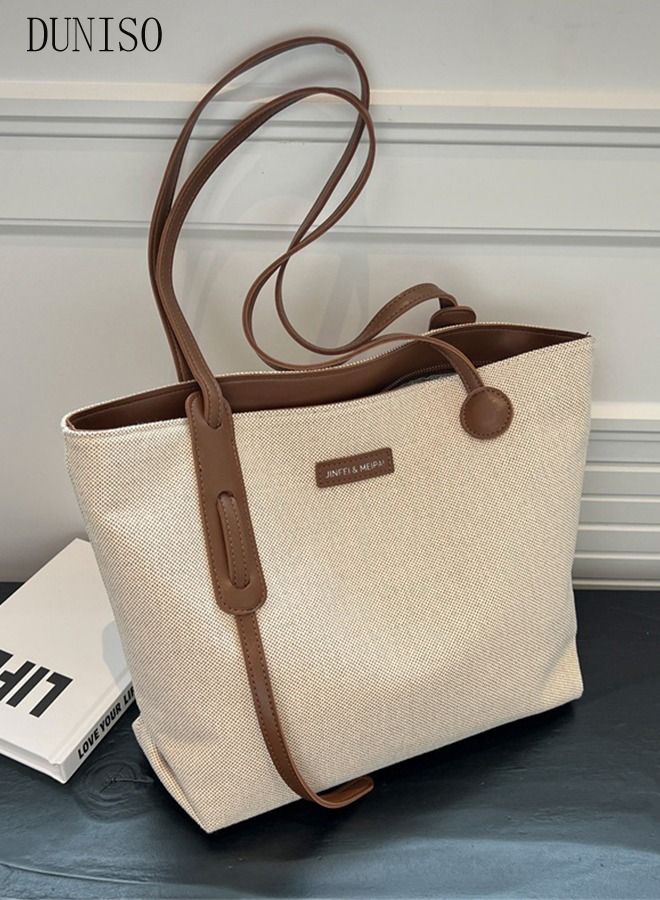 Women's Shoulder Tote Bag Canvas Handbag For Women Large Capacity Bucket Bag Fashionable Travel Messenger Shoulder Bag for Ladies Girls College Students