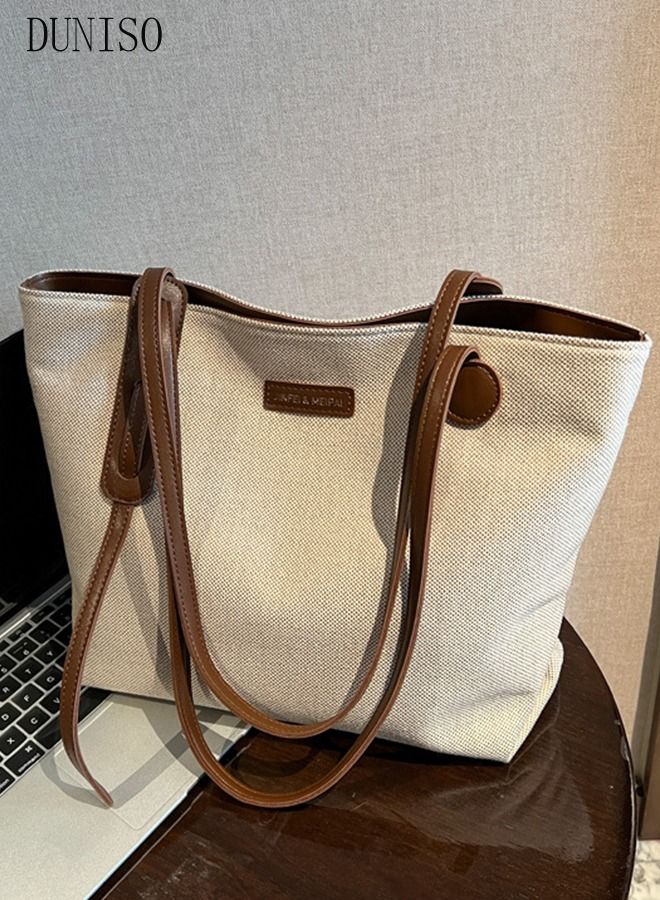 Women's Shoulder Tote Bag Canvas Handbag For Women Large Capacity Bucket Bag Fashionable Travel Messenger Shoulder Bag for Ladies Girls College Students