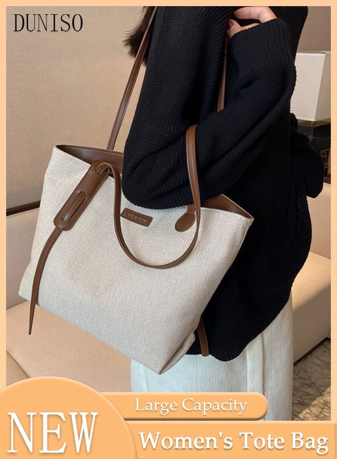 Women's Shoulder Tote Bag Canvas Handbag For Women Large Capacity Bucket Bag Fashionable Travel Messenger Shoulder Bag for Ladies Girls College Students