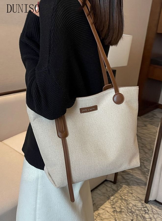 Women's Shoulder Tote Bag Canvas Handbag For Women Large Capacity Bucket Bag Fashionable Travel Messenger Shoulder Bag for Ladies Girls College Students