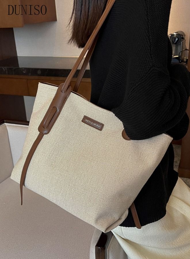 Women's Shoulder Tote Bag Canvas Handbag For Women Large Capacity Bucket Bag Fashionable Travel Messenger Shoulder Bag for Ladies Girls College Students