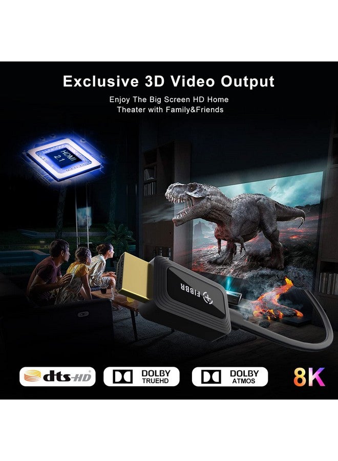 8K Fiber Optic Hdmi Cable 66Ft 48Gbps Highspeed Hdmi 2.1 Cable 8K@60Hz 4K@120Hz Dynamic Hdr Earc Hdcp 2.3 Ultra Hd Directional Hdmi Cord Compatible With Lg Samsung Sony Tv Ps5 Bluray
