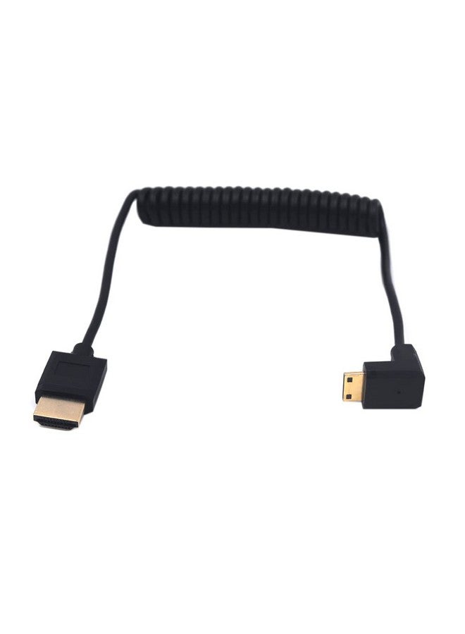 4Ft Hdmi 4K Coiled Cable 90 Degree Downward Angle Mini Hdmi Male To Hdmi Male Adapter Spiral Cable Hd Hdmi 2.0 Version High Speed Spring Cord 4K @60Hz (Down Mini Hdmi To Hdmi)