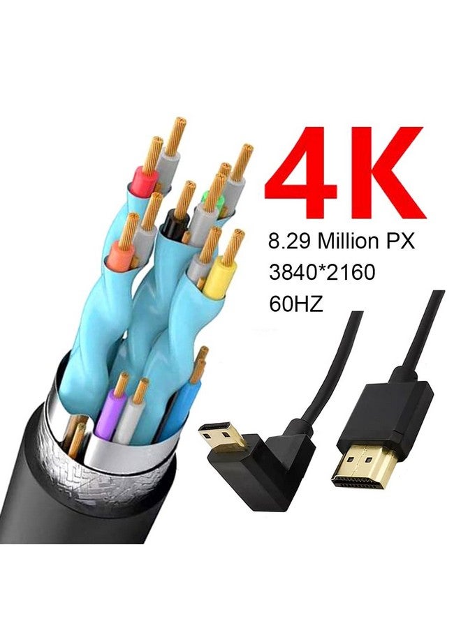 4Ft Hdmi 4K Coiled Cable 90 Degree Downward Angle Mini Hdmi Male To Hdmi Male Adapter Spiral Cable Hd Hdmi 2.0 Version High Speed Spring Cord 4K @60Hz (Down Mini Hdmi To Hdmi)